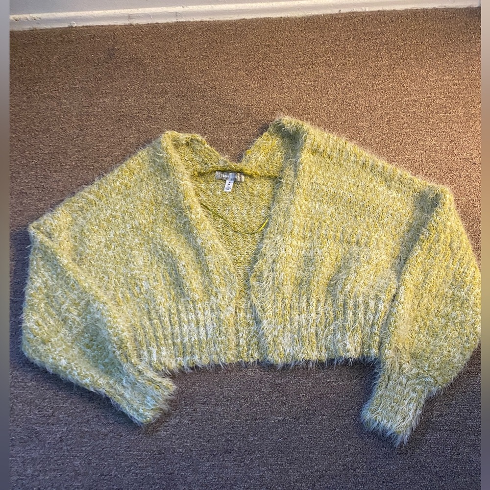 UO Green Crop Cardigan
